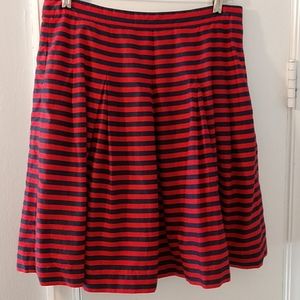 J Crew Navy and Red striped skirt